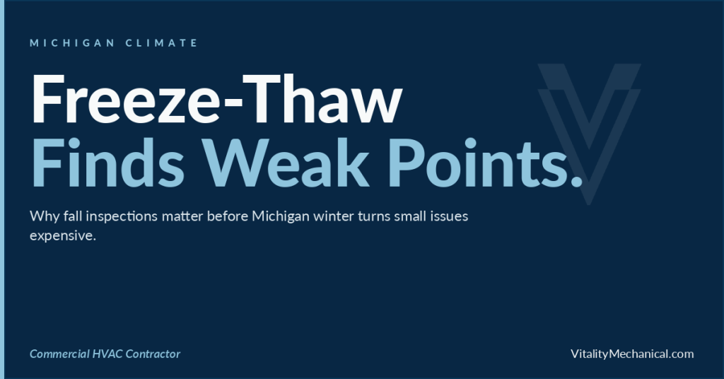 What Michigan’s Freeze-Thaw Cycle Does to Commercial HVAC Equipment (And Why Fall Inspections Are Not Optional)