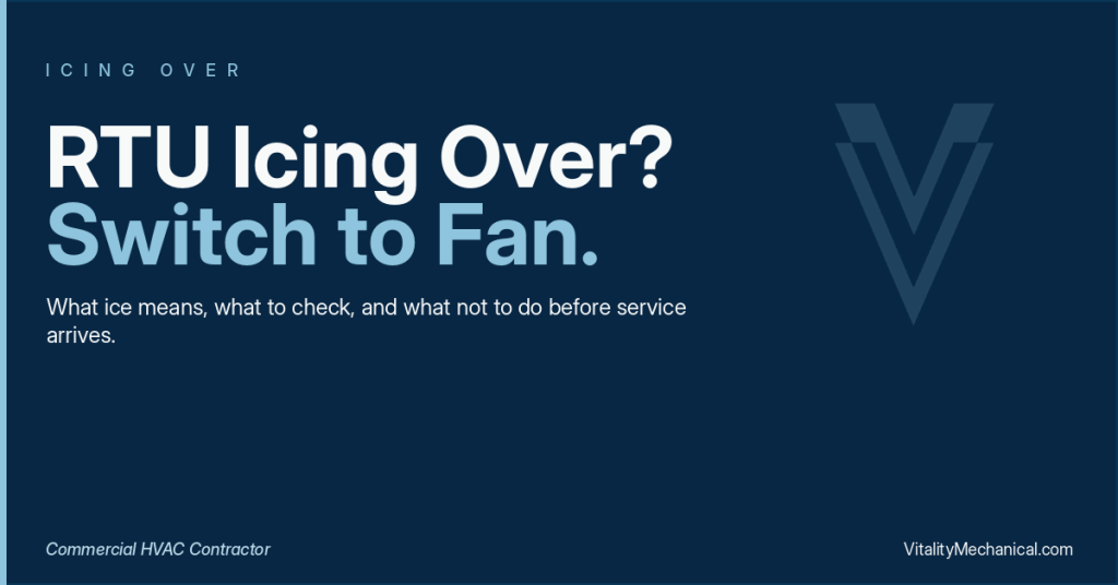 Your Rooftop Unit Is Icing Over. Here’s Why and What to Do While You Wait for a Technician.
