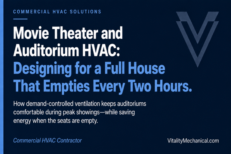 Movie Theater and Auditorium HVAC: Designing for a Full House That Empties Every Two Hours — Vitality Mechanical commercial HVAC